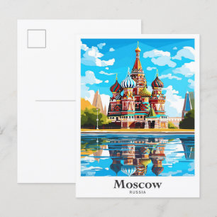 Moskou Rusland Art Travel Portret Illustratie Briefkaart