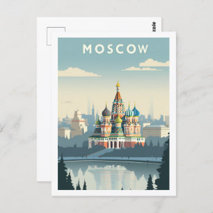 Moskou Rusland Beroemde Vintage Reisplaats Briefkaart