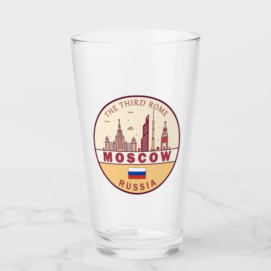 Moskou Rusland City Skyline Embleem Glas (Voorkant)