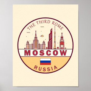 Moskou Rusland City Skyline Embleem Poster