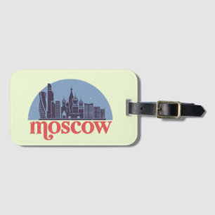 Moskou Rusland City Skyline Retro Cityscape Art Bagagelabel