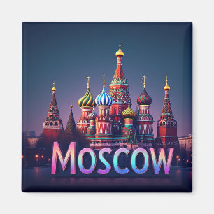 🧲 Moskou Rusland Reis Herinnering Neon effect Magneet