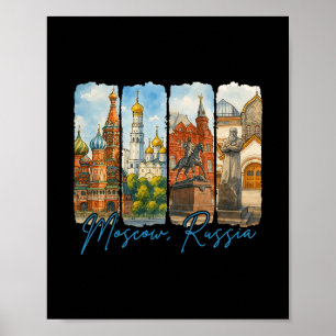 Moskou Rusland Reizen Trip Borstelstreek Souvenir Poster