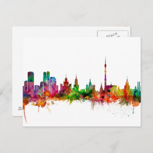 Moskou Rusland Skyline Briefkaart (Voorkant / Achterkant)