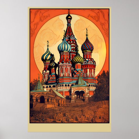 Moskou, Rusland Vintage Reisposter Poster (Voorkant)