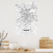 Moskou, Rusland (zwart op wit) Poster (Keuken)