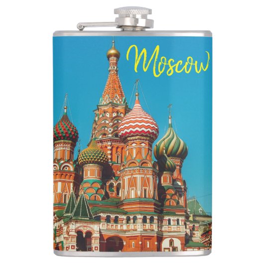 Moskou St Basil's Cathedral Rode Plein Heupfles (Voorkant)