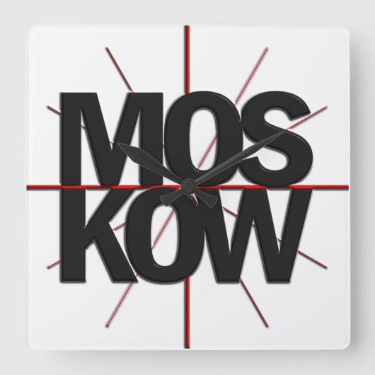 Moskou-tijdzone wandklok vierkante klok (Voorkant)