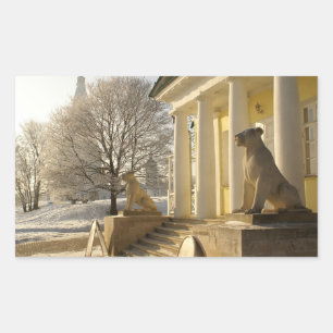 Moskou. Winter. leeuwsculptuur. Rechthoekige Sticker