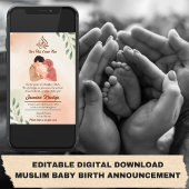 Moslim Baby Meisje Geboorte Aankondiging Nieuwe Ou