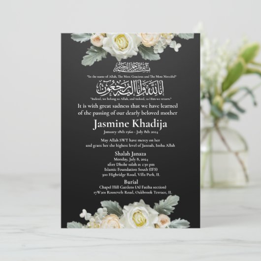 Moslim Dood Aankondiging Vrouw Janaza Gebed (Staand voorkant)