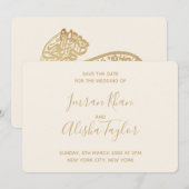 Moslim Huwelijk Save the date Goud Arabische Tijge (Voorkant / Achterkant)