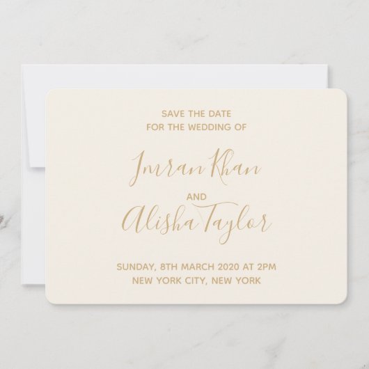 Moslim Huwelijk Save the date Goud Arabische Tijge (Voorkant)