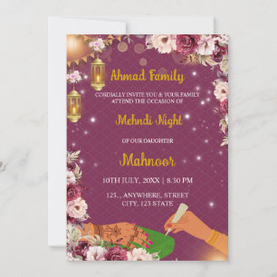 Moslim Mehndi Nacht Uitnodiging, Henna Uitnodiging