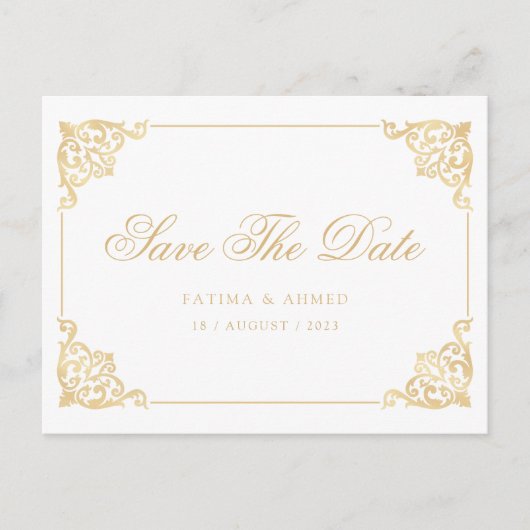  Moslim Wit Save The Date Aankondiging (Voorkant)