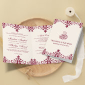 Moslimhuwelijk tussen Cream en Bourgogne Damask