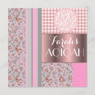 Moslimmeisje roze aqiqah Islamitisch Kaart