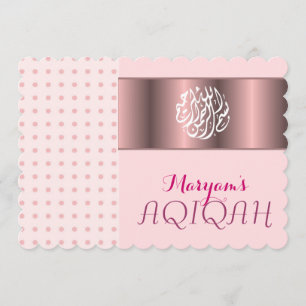 Moslimmeisje roze aqiqah Islamitisch Kaart