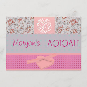 Moslimmeisje roze aqiqah Islamitisch Kaart