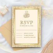 Moslimmoslim van Cream en Gold Damask RSVP Kaartje