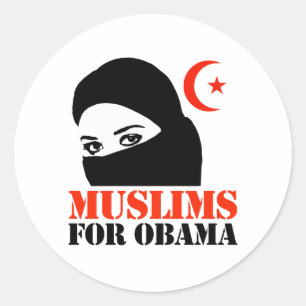 MOSLIMS VOOR OBAMA RONDE STICKER