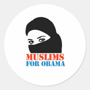 MOSLIMS VOOR OBAMA RONDE STICKER