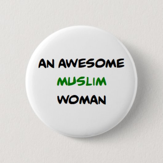 moslimvrouw, geweldig ronde button 5,7 cm (Voorkant)