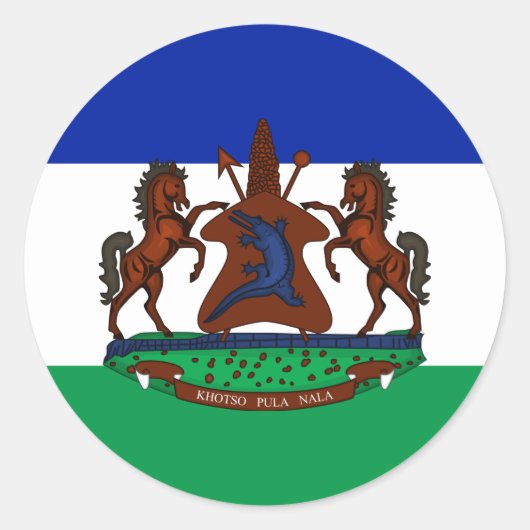 Mosotho Vlag & Wapen, Vlag van Lesotho Ronde Sticker (Voorkant)