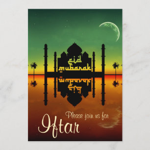 Mosque Night Reflection IFRET Party Invitation Kaart