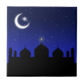 Mosque Silhouette bij nacht - Tile Tegeltje (Voorkant)