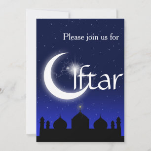 Mosque Silhouette bij Night Iftar Party Invitation Kaart