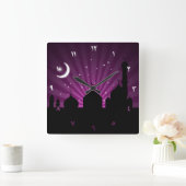 Mosque Silhouette Paars Night - Wall Clock Vierkante Klok (Huis)