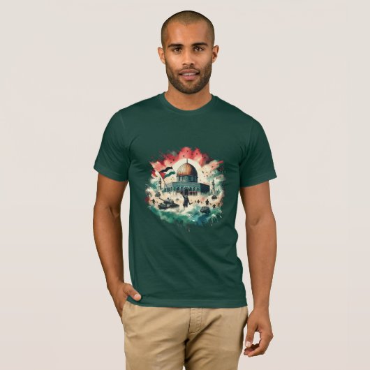 Mosquée Al-Aqsa, Save Gaza - Vector T-Shirt Design (Devant entier)