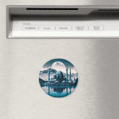 Mosquée d'hiver Masjid Lac Thème Frigo Magnet (In Situ (Lave-vaisselle))