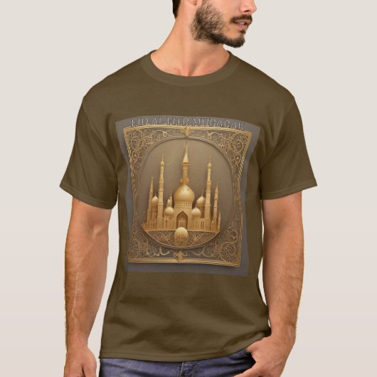 Mosquée Dorée Aïd Al Fitr Moubarak Tshirt Homme (Devant)