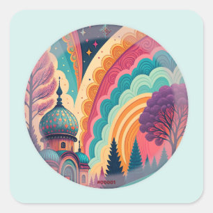 Mosquée fantaisiste Autocollant arc-en-ciel – Pers