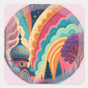 Mosquée fantaisiste Autocollant arc-en-ciel – Pers