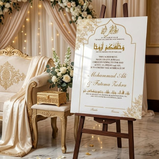Mosquée florale dorée Élégance Musulmane Nikah Nam