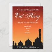 Mosquée Silhouette Soirée Sky Eid Party Invitation (Dos)