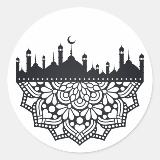 Mosquées silhouettes Avec Stickers Ornementaux Fle (Devant)