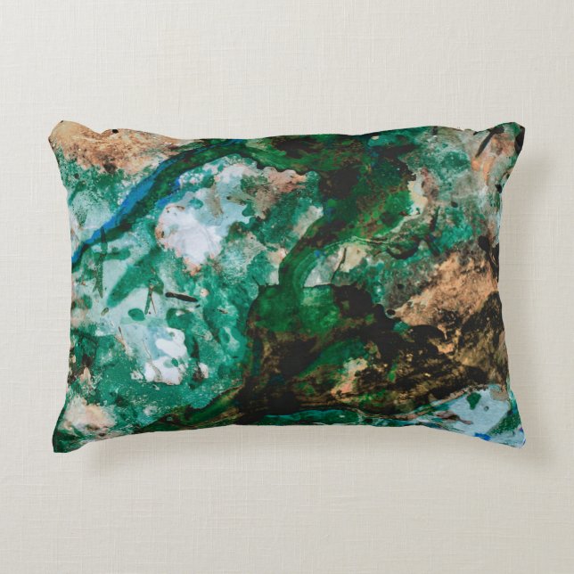 Moss Agate Green Crystal Geode Abstract Accent Kussen (Voorkant)