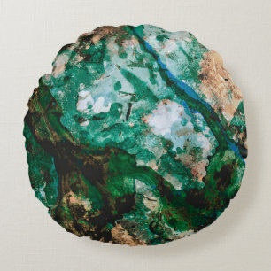 Moss Agate Green Crystal Geode Abstract Rond Kussen