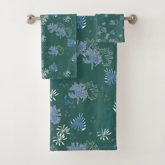 Moss botanique Imprimer en bleu, vert, turquoise C (En situation)