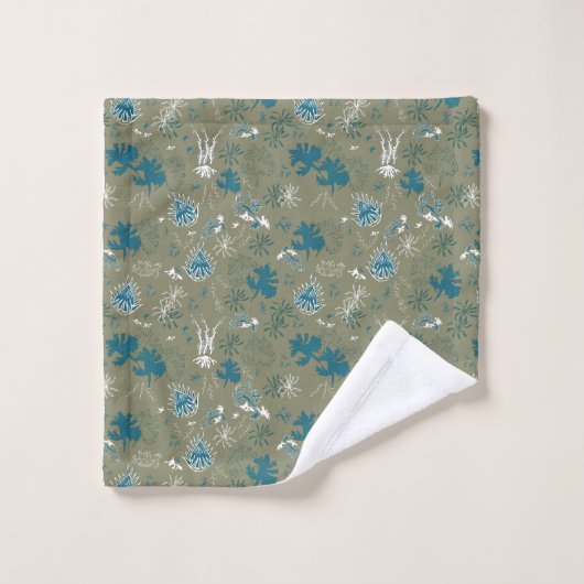 Moss botanique Imprimer en vert turquoise et vert  (Gant de toilette)