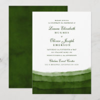 Moss foncé Vert Aquarelle Mariage Invitations