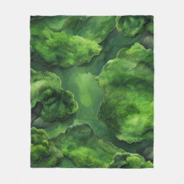 "Moss Garden" Realistisch & Abstract Groen Fleece Deken