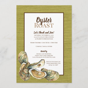 Moss Grasscloth Oyster Roast Invitation Kaart