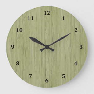 Moss Green Bamboo Wood Grain Kijk Grote Klok