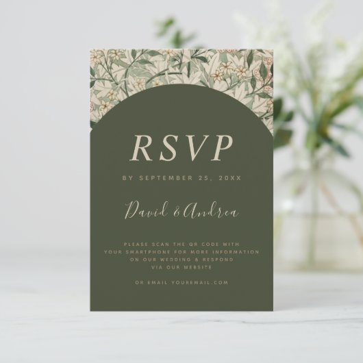 Moss Green Botanical Garden Qr Code RSVP (Staand voorkant)