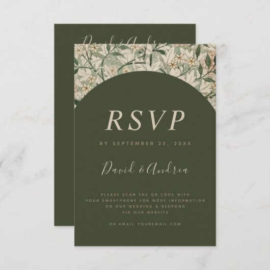 Moss Green  Botanical Garden Qr Code RSVP (Voorkant / Achterkant)